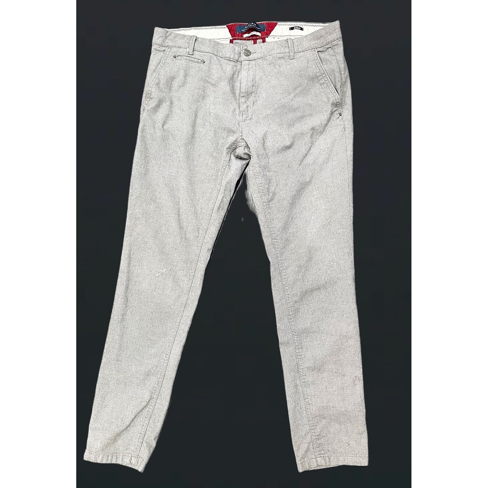 Zara Man Slim‎ Fit Grey Micro Textured Chino Trousers Mens Size 34 Sport Dept